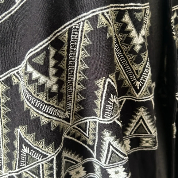 World Market Black Aztec Embroidered Fringe Open Front Cardigan Free … - Picture 5 of 8